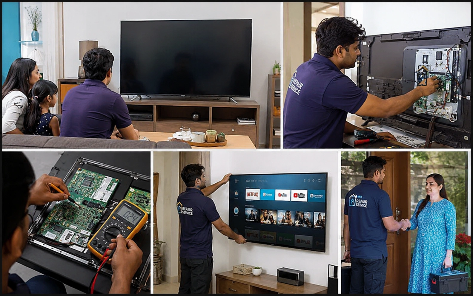 Technician repairing a TV